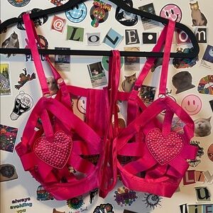 Torrid Hot Pink Strappy Heart Bra